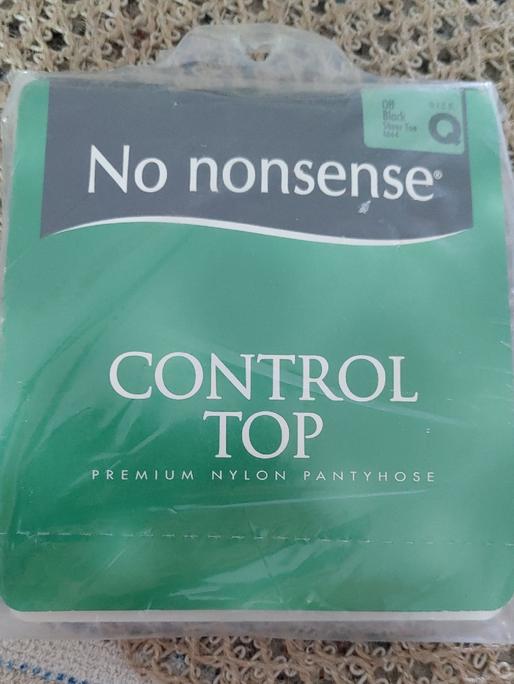 NWT Sz Q No Nonsense Control Top Off Black Premium Nylon Pantyhose
